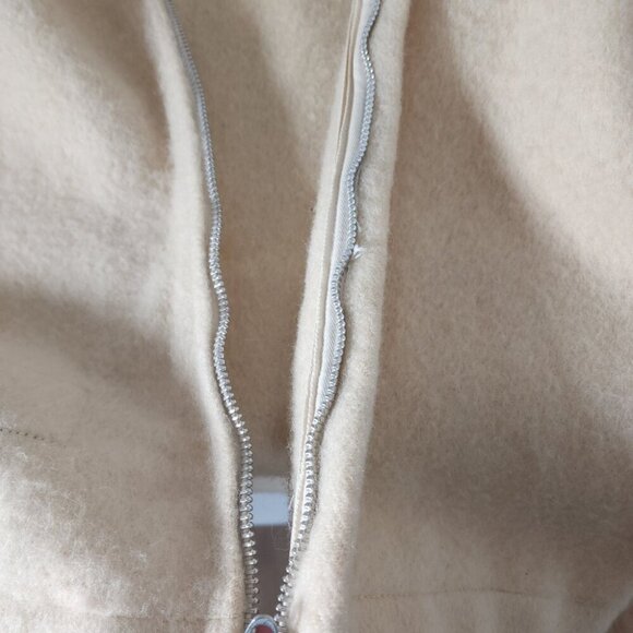 Vintage Hudson's Bay Cream Wool Hooded Coat Fur Trim Winter L - Picture 10 of 10